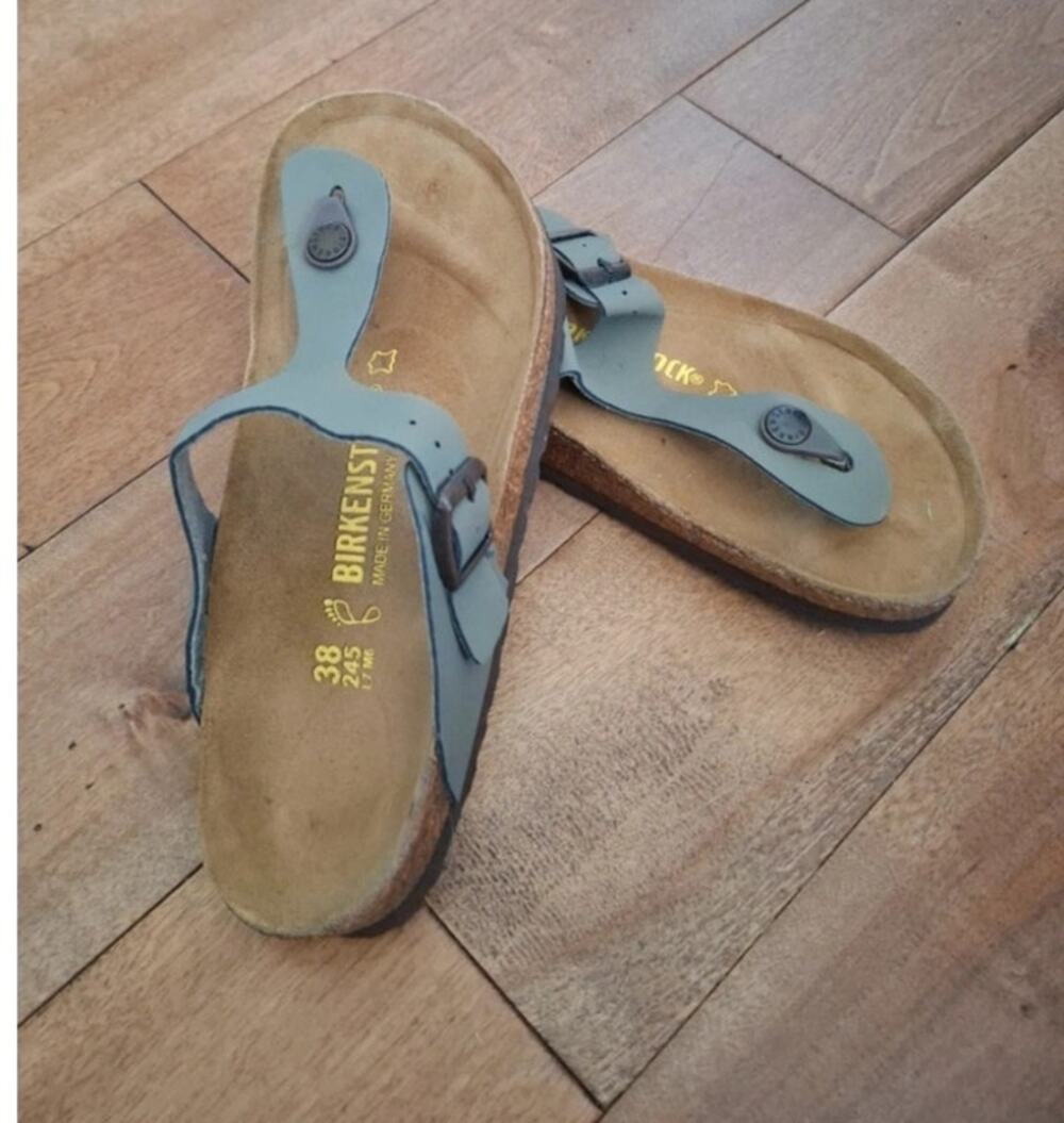 Birkenstock Gizeh Blue Gray Thong Sandal Women's 38 US 7-7.5 Narrow NWOB